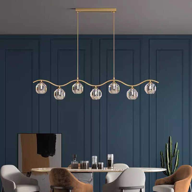 北欧餐厅吊灯现代简约轻奢餐桌吧台饭厅长条水晶玻璃创意个性吊灯