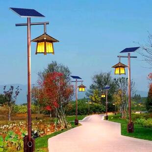 太阳能竹屋路灯户外防水高杆草坪灯景区公园景观灯中式复古庭院灯