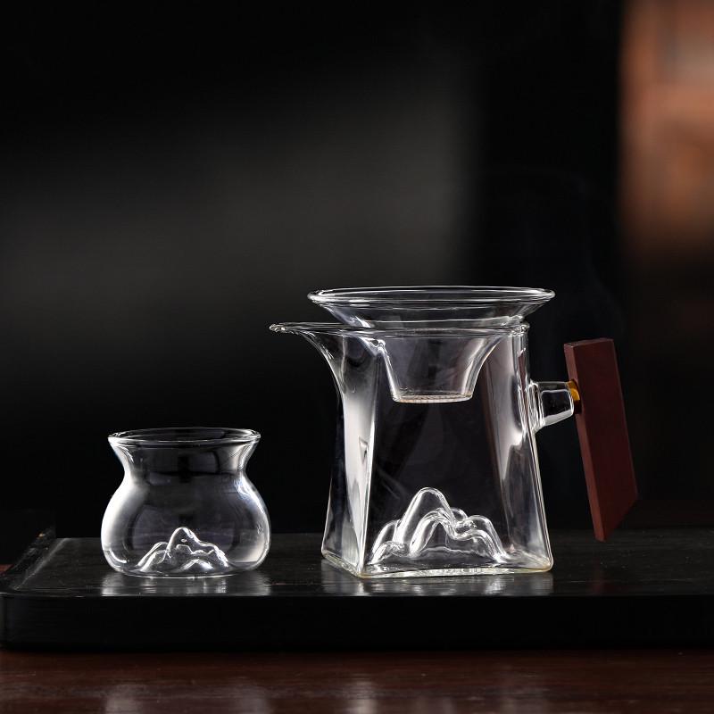 小青柑泡茶壶玻璃公道杯茶滤一体茶水分离茶漏冲茶器观山茶杯