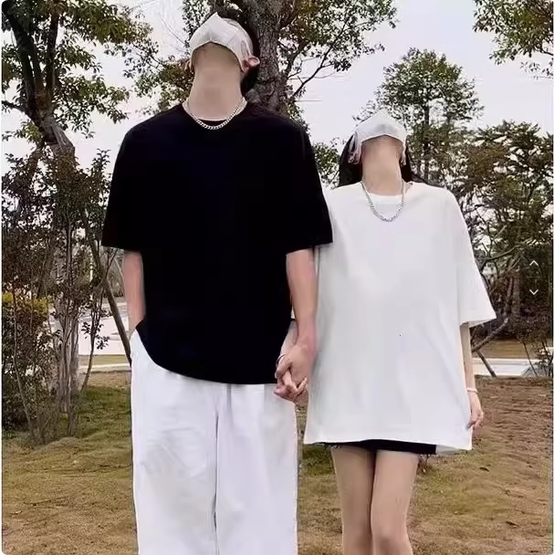 重磅260潮牌短袖t恤夏季男女情侣宽松大码纯棉圆领短袖体恤