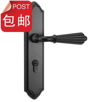 新品门锁室内卧室三件套欧式实木五金静音房门H美式黑色门锁把手