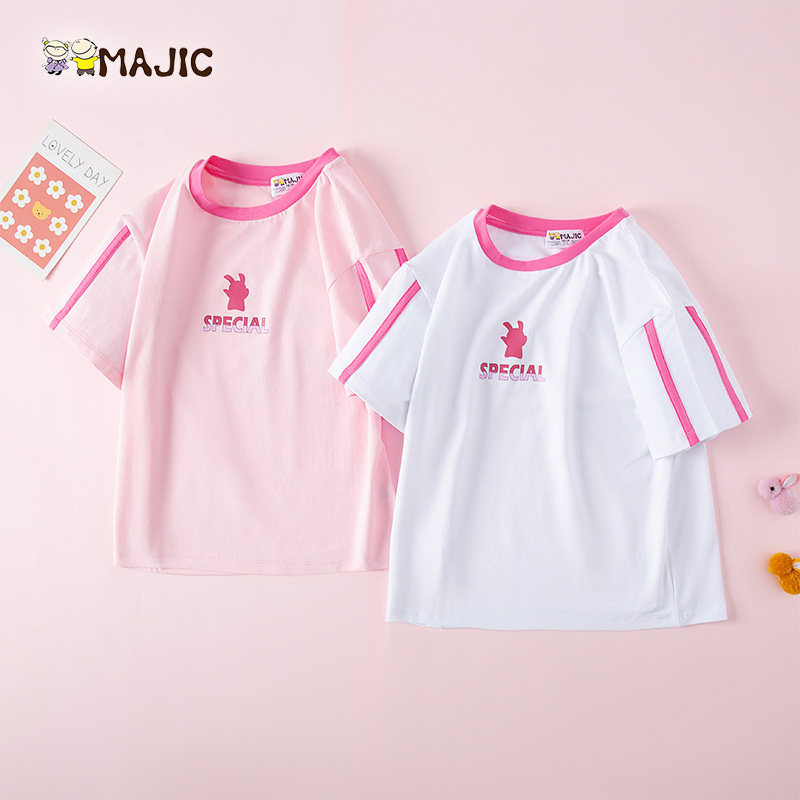 MAJIC玛吉卡女童夏季儿童2025新款运动吸汗速干短袖休闲舒适夏装