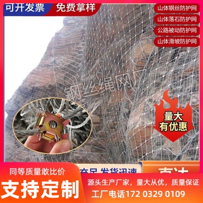工地山体边坡防护网护坡钢丝网主动防护网镀锌钢丝绳网山体防护网
