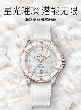 海鸥表女士款自动机械表海洋系列pro300米防水潜水表219.17.1211