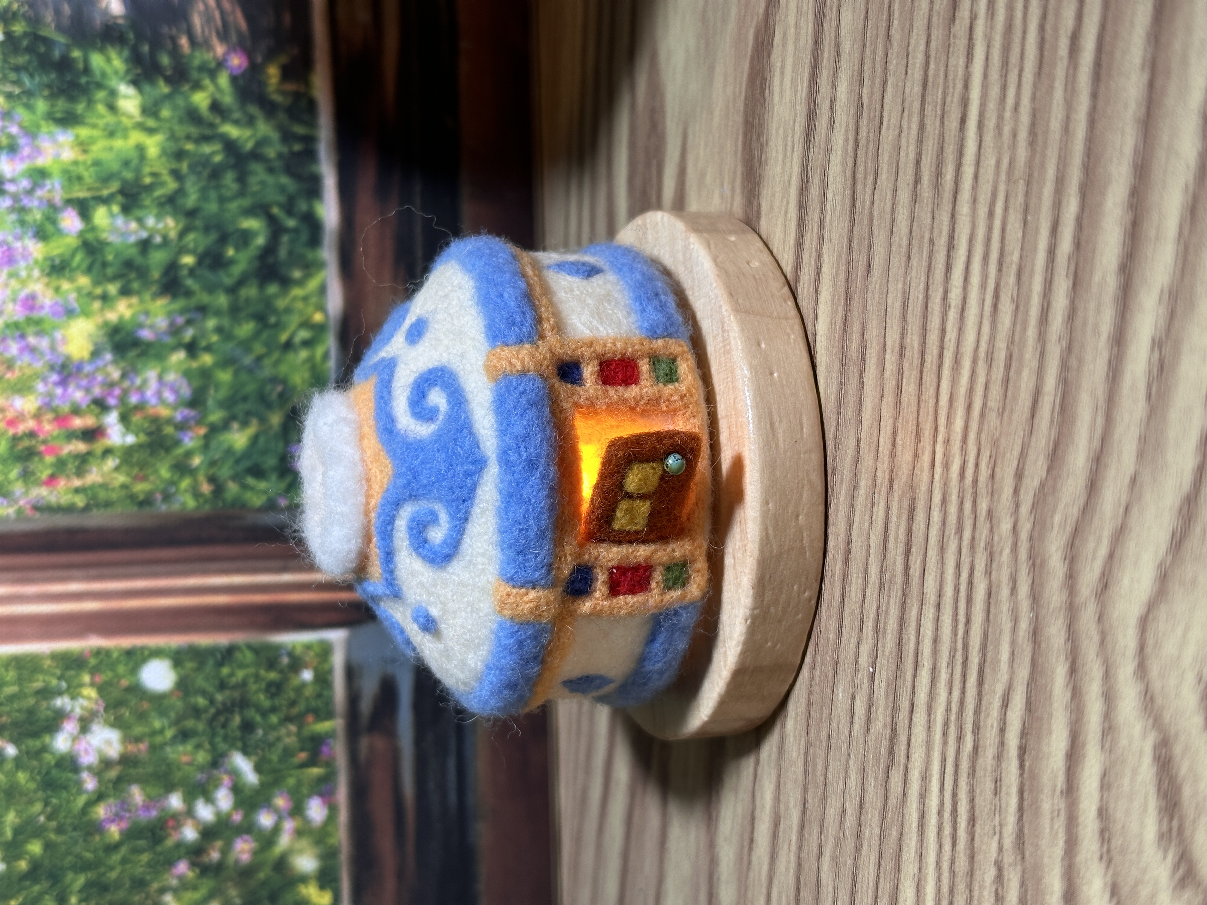 蒙古族原创半羊毛毡蒙古包冬季传统暖光风格可开关灯挂件摆件礼品