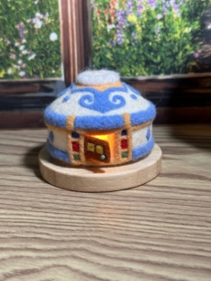 蒙古族原创半羊毛毡蒙古包冬季传统暖光风格可开关灯挂件摆件礼品