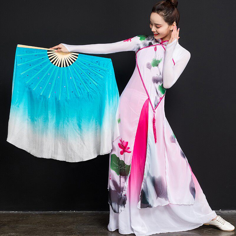 速发儿人舞蹈扇子跳舞扇子加长绸扇广场舞扇子扭秧歌扇双面成童表