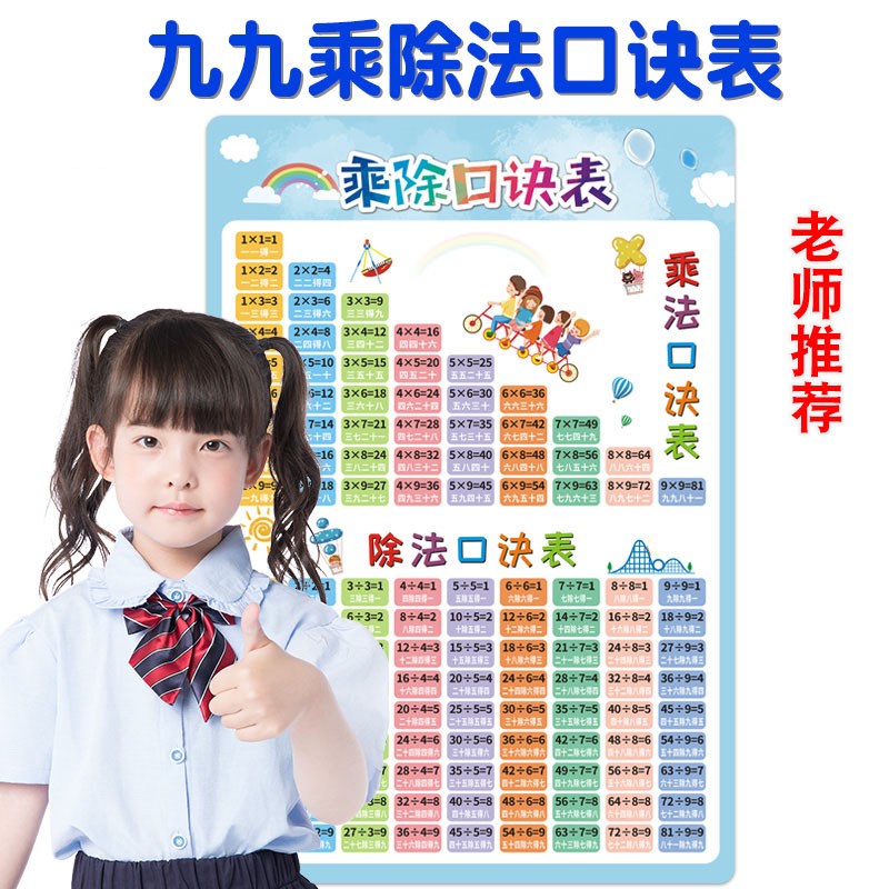 速发大九九乘法口诀表挂图背诵神器二年级数学乘除法挂墙墙贴教具