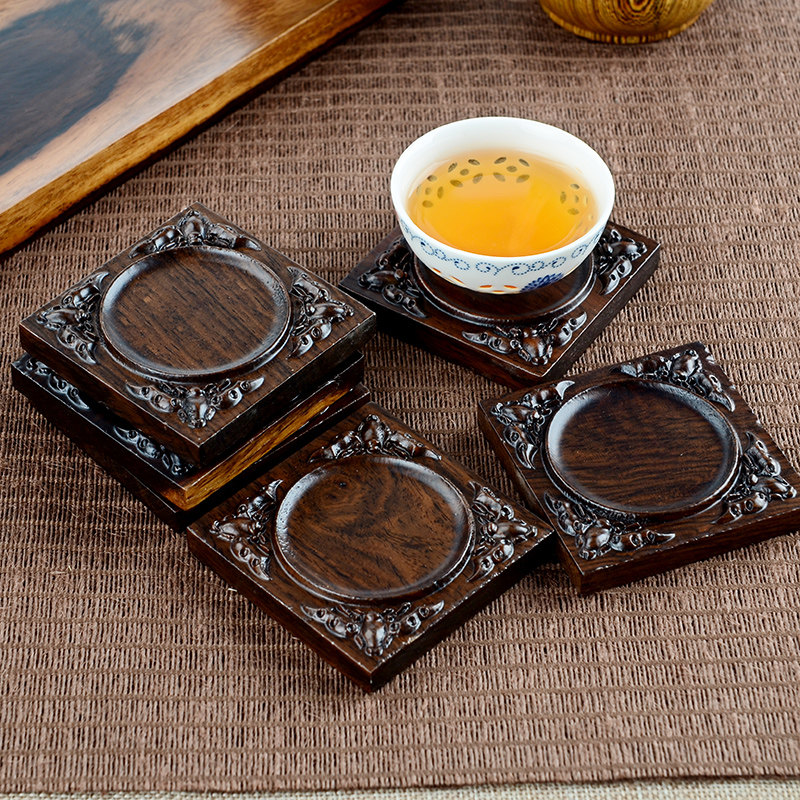 速发黑檀具木茶垫杯垫茶杯垫托道功夫茶杯托隔热茶茶组合日式茶实