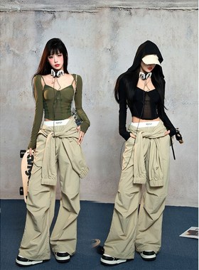 速发B搭 Chi短式披肩吊带背心新款长袖内b打底法款上衣