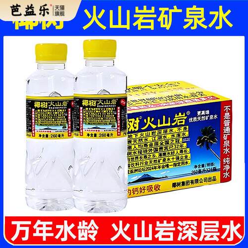 7月到期椰树火山岩矿泉水260ml*24瓶国宝长寿泉天然电解质牌饮用