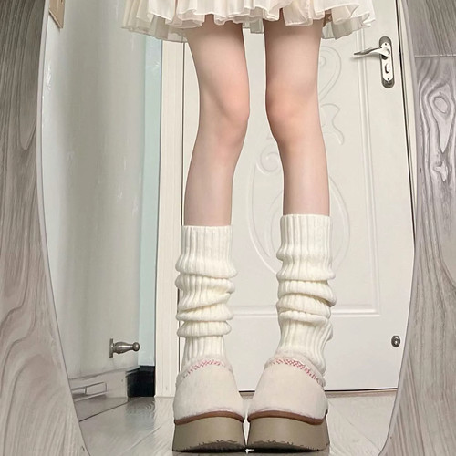 秋冬日系甜美保暖显瘦堆堆中筒袜