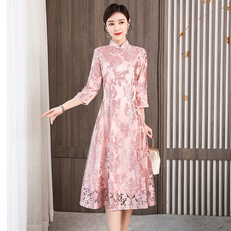 喜婆婆婚宴装高端大气连衣裙新中式妈妈装婚S礼服参加儿结婚袍