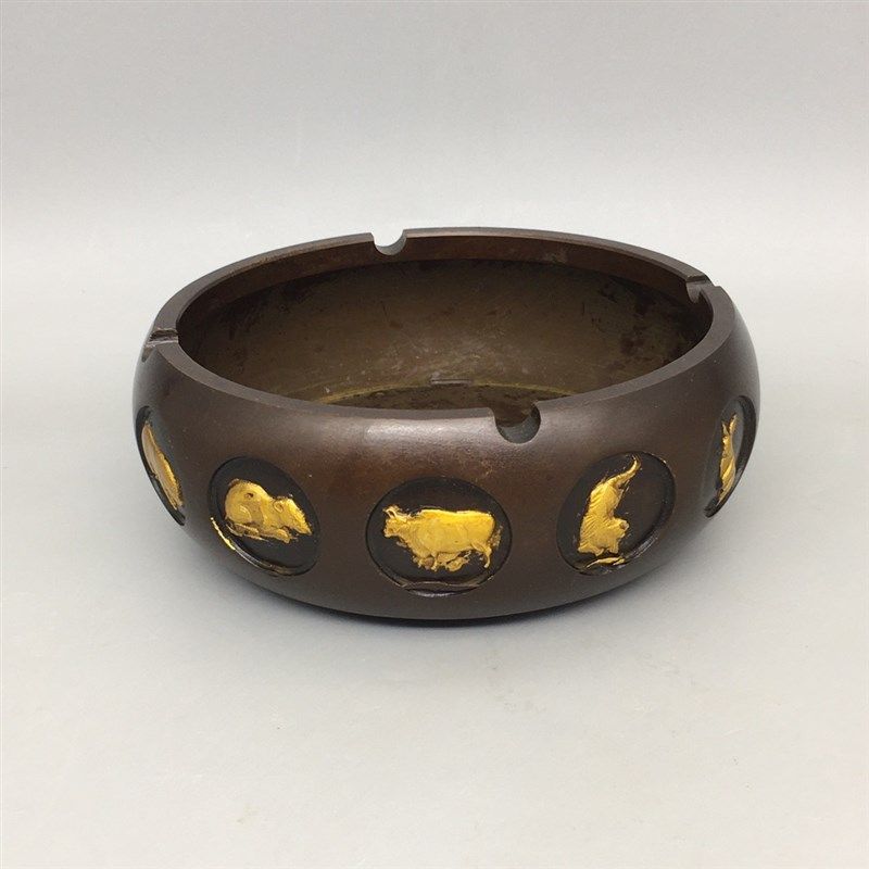 现货速发仿古铜鎏金十二生肖烟灰烟缸年年有余家居客厅装饰品礼品,特色手工艺,其他特色工艺品,淘宝优惠券,粉丝福利购,淘宝优惠卷