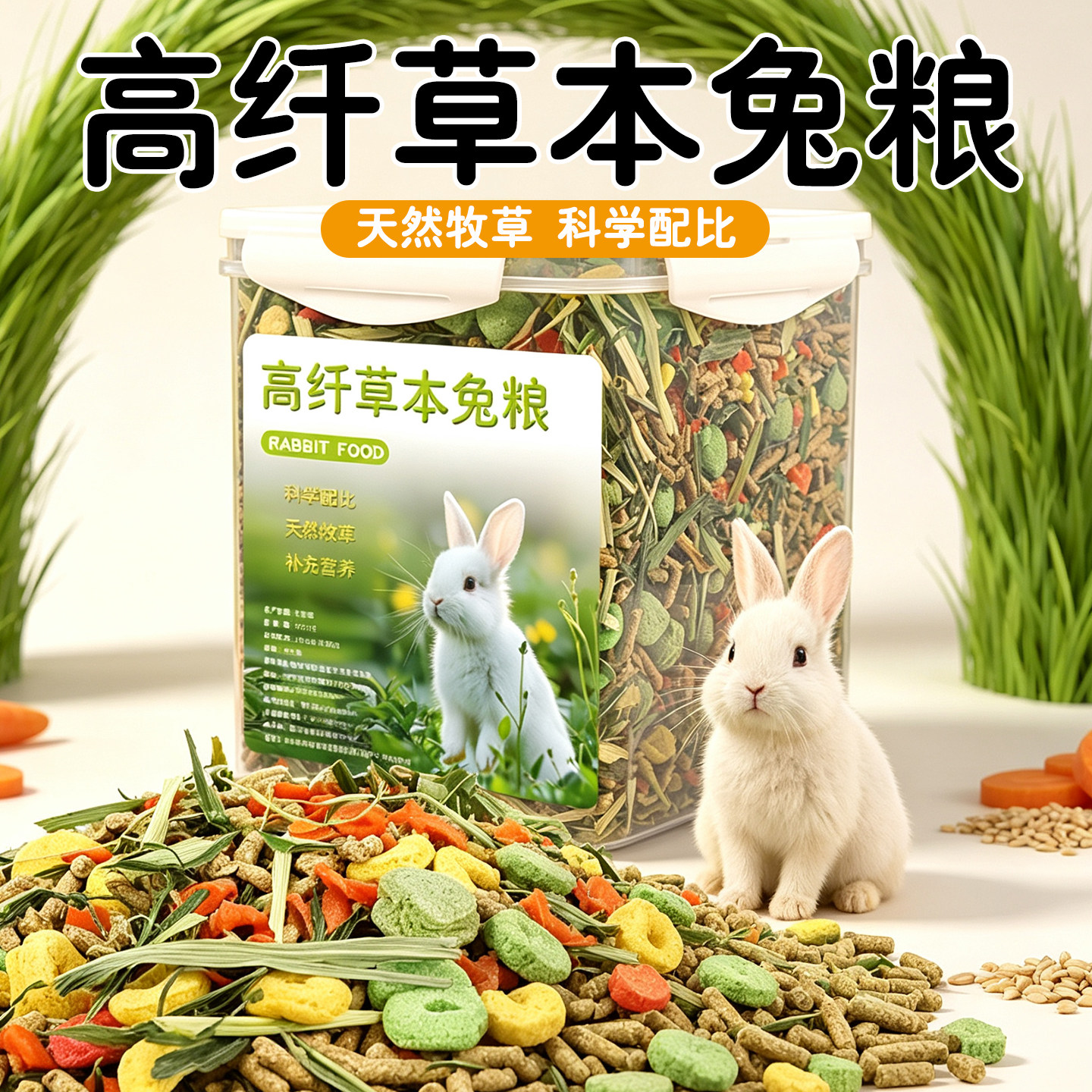 侏儒兔老年兔成兔幼兔通用兔粮图片