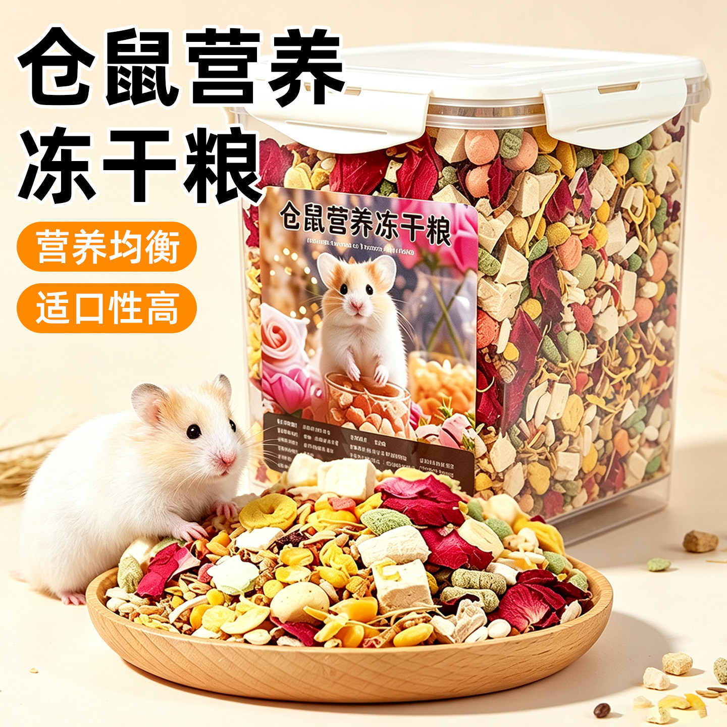 仓鼠粮食金丝熊营养仓鼠粮食主粮花枝鼠营养主粮冻干海鲜搭配粮