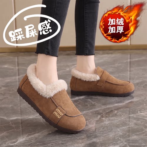 老北京布鞋女加绒软底防滑棉鞋