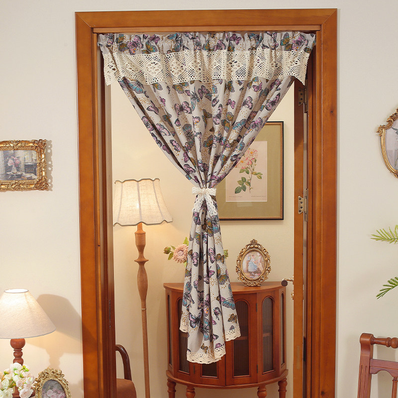 门帘日系网红半帘短帘免打孔隔断帘棉麻布艺家用卧室厨房柜子帘