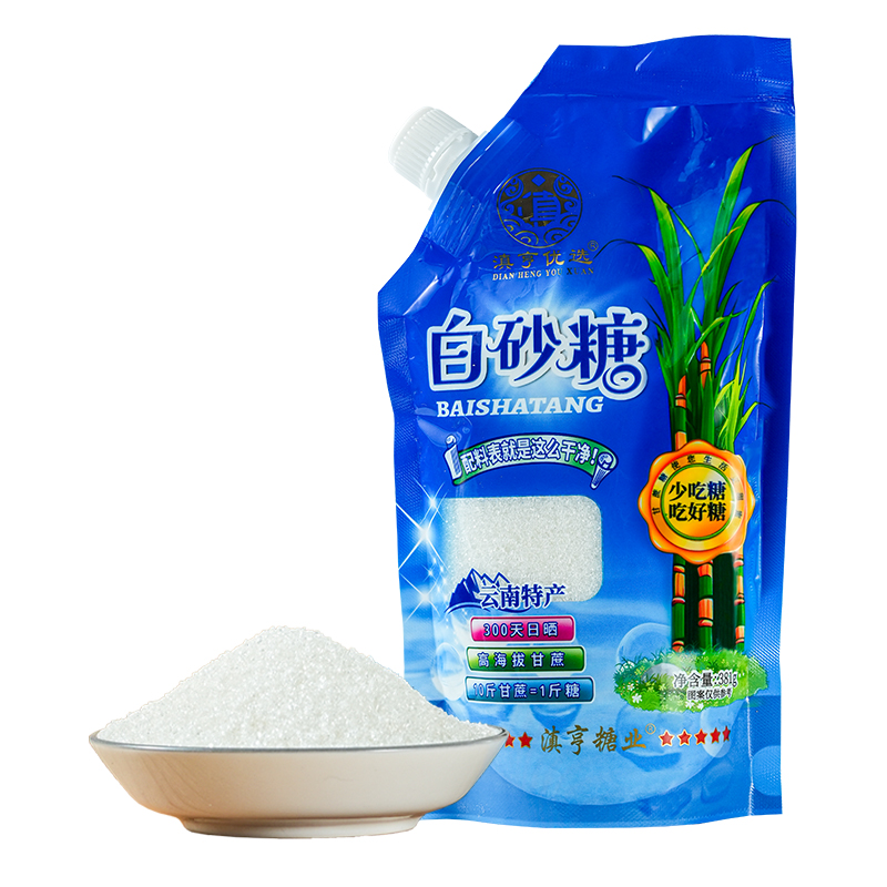 【螺旋钙】滇亨云南甘蔗白砂糖碳化糖食用细砂糖甘蔗糖家用烘焙糖