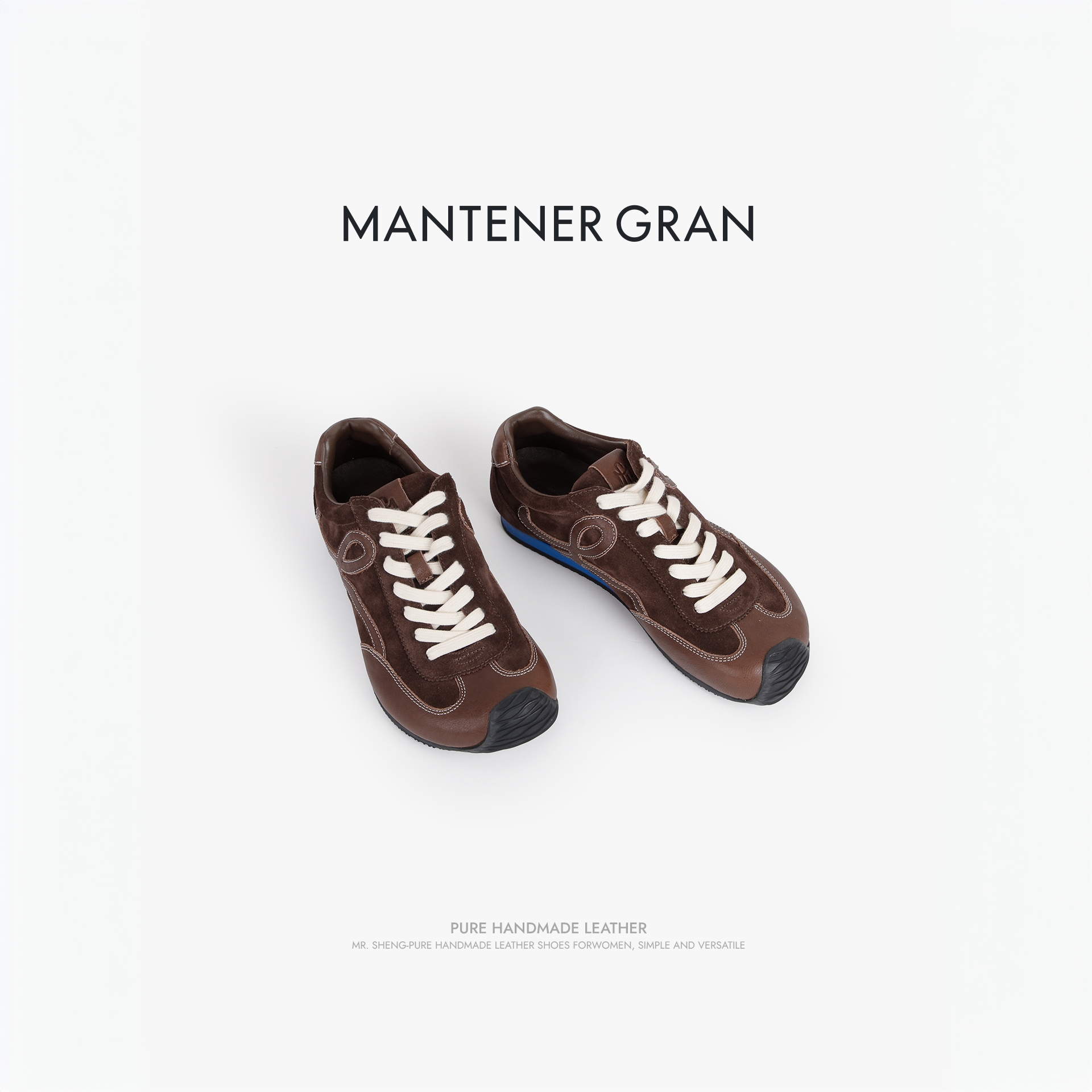 MantenerGran复古德训鞋女2025新款拼色阿甘鞋真皮休闲板鞋MG女鞋