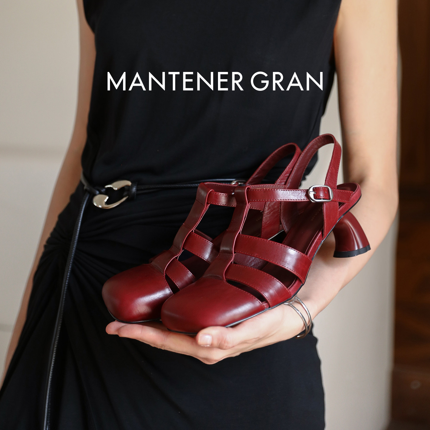 MantenerGran夏季高跟凉鞋女2026新款镂空方头真皮罗马凉鞋MG女鞋