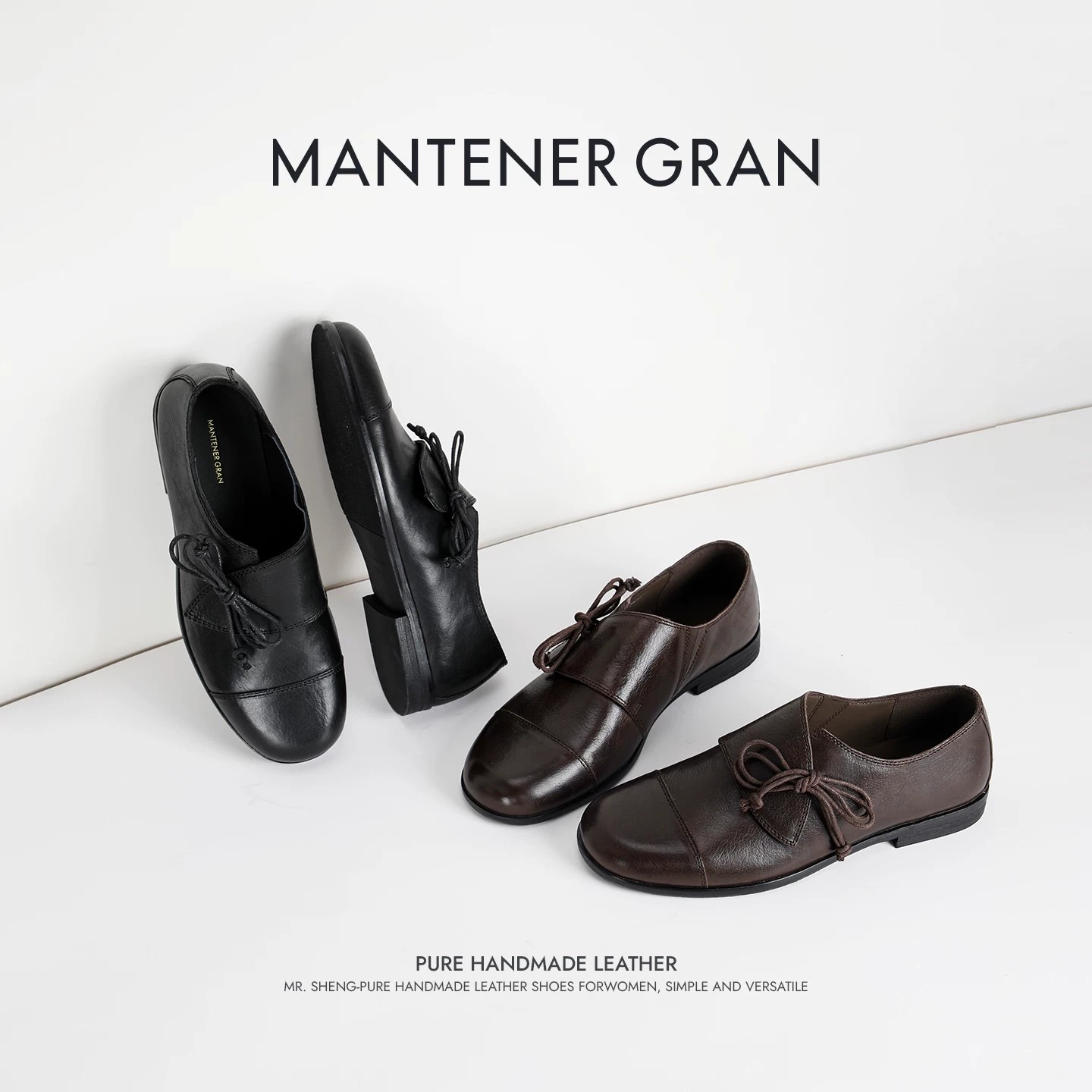 MantenerGran黑色小皮鞋女2026秋季新款小牛皮深口乐福鞋 MG女鞋图片