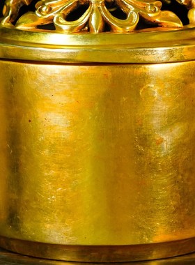 速发纯铜尼泊尔工艺戟耳狮盖熏炉精品鎏金烟供熏香炉装饰供奉摆件