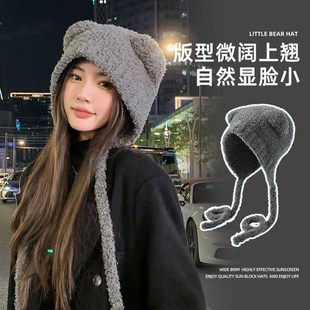 速发冬一厚绒季 加绒加毛防风帽骑电动车保暖可爱 体冬天新款