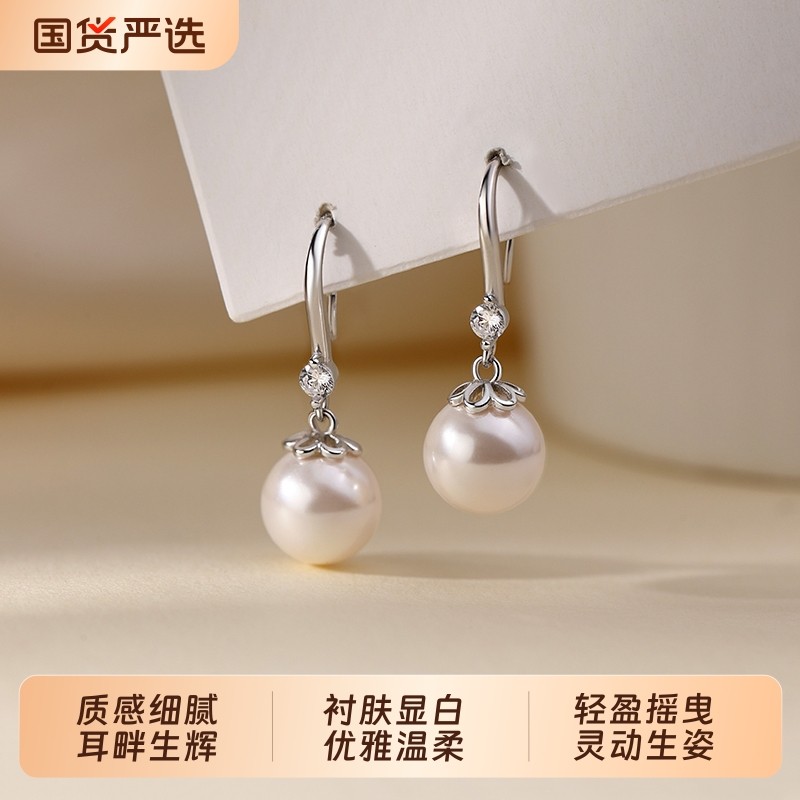 S999纯银仿珍珠耳环轻奢气质高级感耳钉2025新款爆款耳饰足银