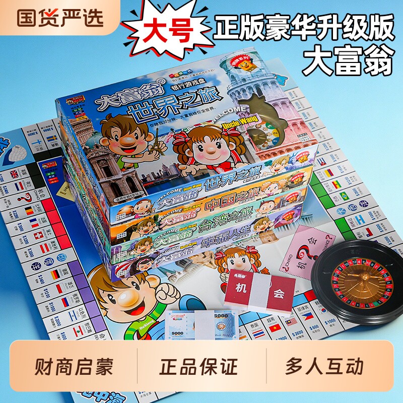 正版大富翁儿童经典豪华成年桌游学生世界旅游戏棋生日礼物多人图片