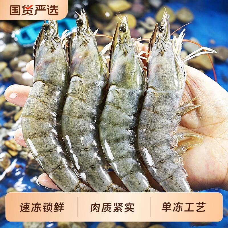 大虾单冻活冻大虾海捕白对虾冷冻海虾生鲜海鲜水产可清蒸油焖