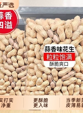 秋淘蒜香花生奶香500g袋装水煮熟带壳花生晒干新炒年货零食蒜香味