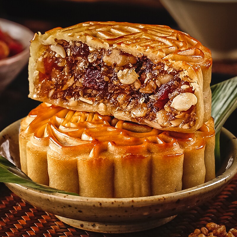 皇冠世家广式火腿五仁月饼老式中秋节送礼礼品广东传统月胼礼盒装