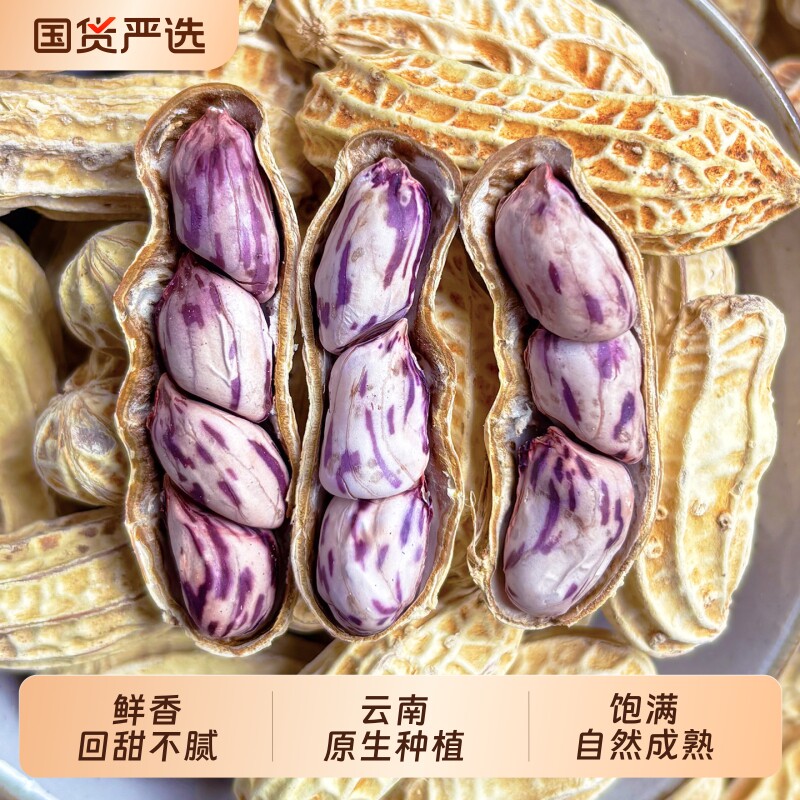 云鲜赞云南七彩花生带壳水煮咸干土特产坚果零食五彩花生晒干