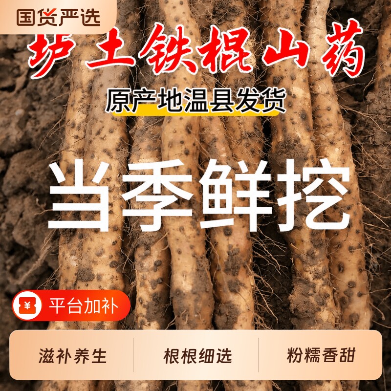 山药河南焦作正宗温县垆土铁棍中药材铁杆新鲜怀淮官方旗舰店
