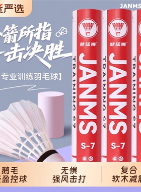 健猛狮羽毛球鹅毛12只装耐打王白色黑训练专业比赛防风耐打球正品