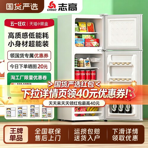 志高一级能效双门冰箱家用