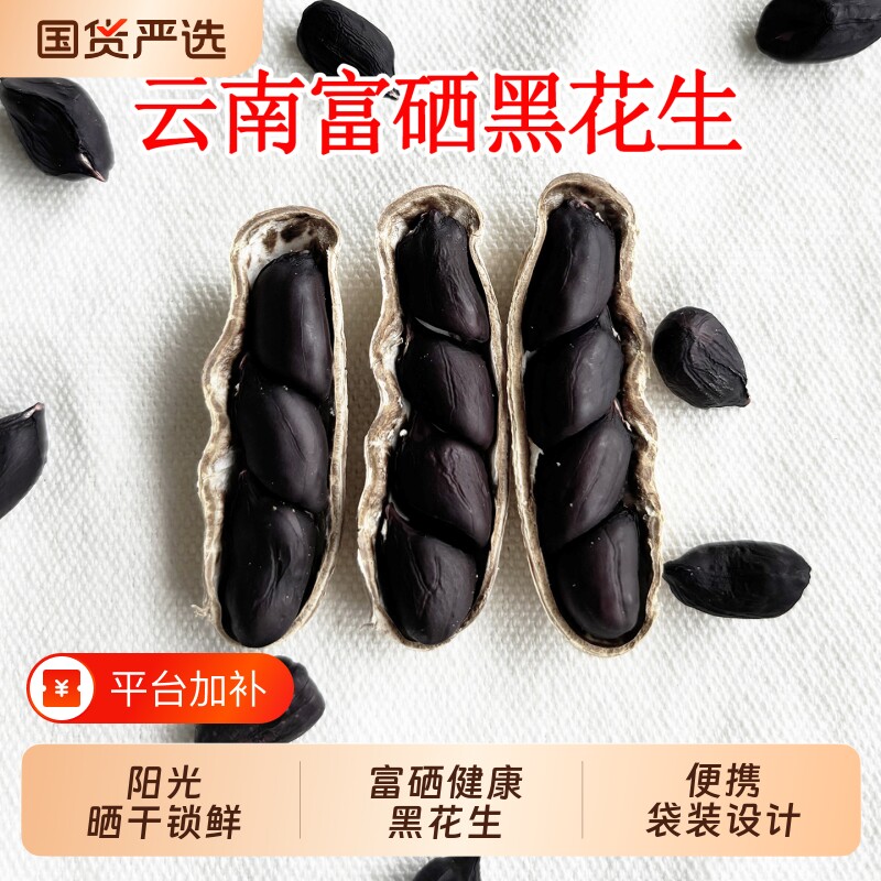 云南特产2026年新鲜带壳正宗富硒黑花生新货黑花生米黑皮花生晒干