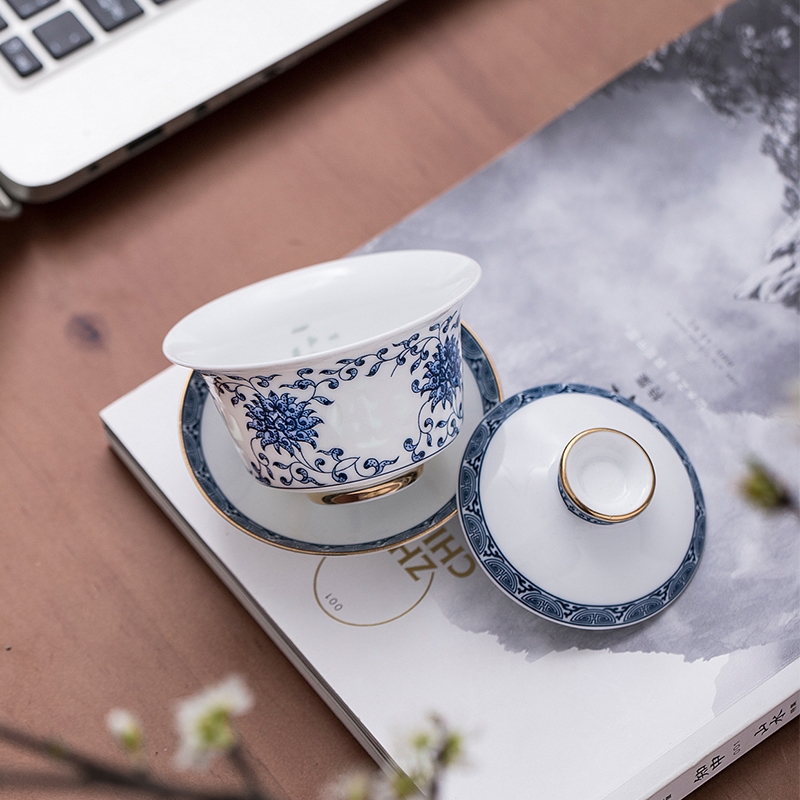 景德镇陶瓷玉柏家和业旺八头茶具小盖碗茶具套装景德镇茶具