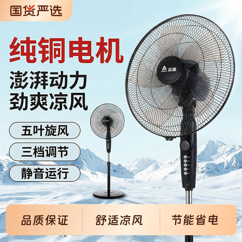 志高家用落地扇强力小型宿舍商用风大音轻台式遥控办公室风扇静音