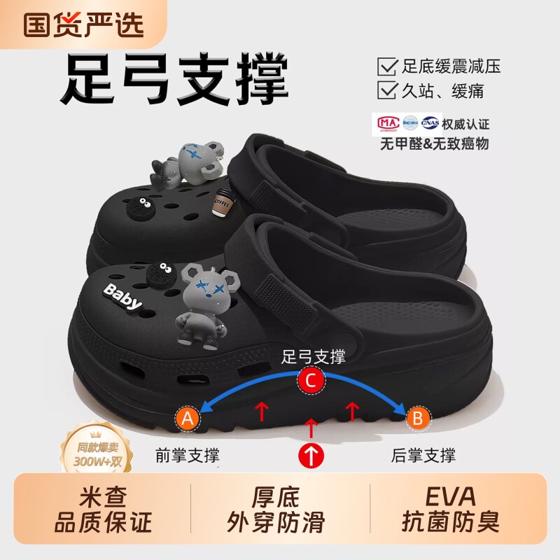 洞洞鞋男款夏季外穿2026新款防臭防滑厚底耐磨沙滩有足弓支撑凉拖