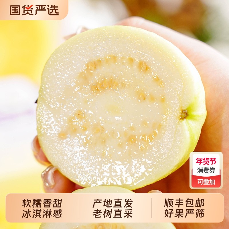 福建软糯白心芭乐黄金奶油芭番石榴新鲜水果顺丰包邮脆甜软心树熟,水产肉类/新鲜蔬果/熟食,番石榴/芭乐,淘宝优惠券,粉丝福利购,淘宝优惠卷