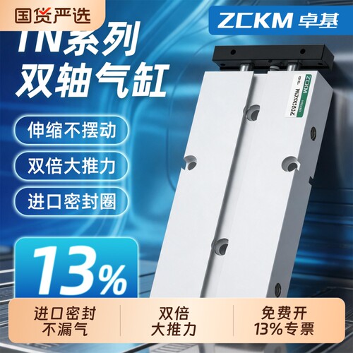 TN双轴双杆气缸TDA10/16/20/25/32/40-S大推力小型气动带磁长行程