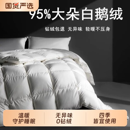 德国五星级酒店羽绒被子白鹅绒加厚保暖冬被家用冬季春秋防螨被芯