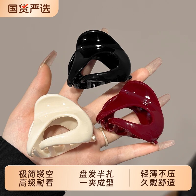 高马尾小抓夹女后脑勺半扎发夹鲨鱼夹小众高级感发卡小清新头饰图片