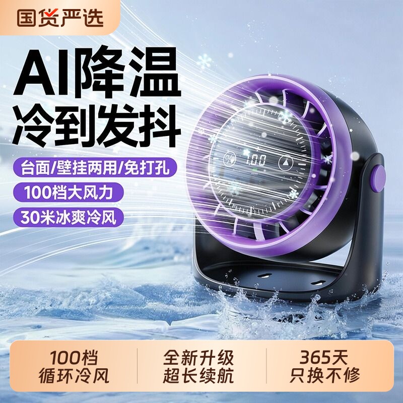 桌面风扇办公室静音2026新款宿舍挂壁无声家用台式厨房大风力客厅