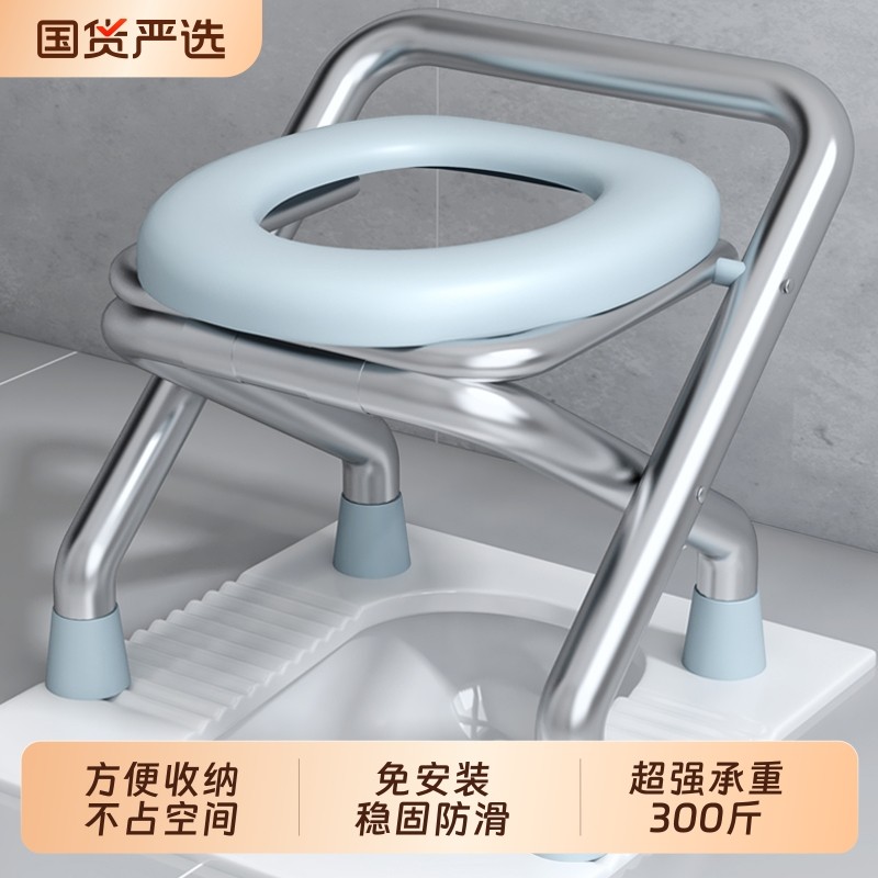孕妇厕所凳蹲厕蹲便器老人坐便椅可折叠坐便器家用移动马桶便携式图片