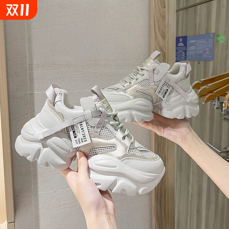 厚底老爹鞋女2025爆款百搭复古增高6cm8CM休闲运动松糕女鞋子轻便