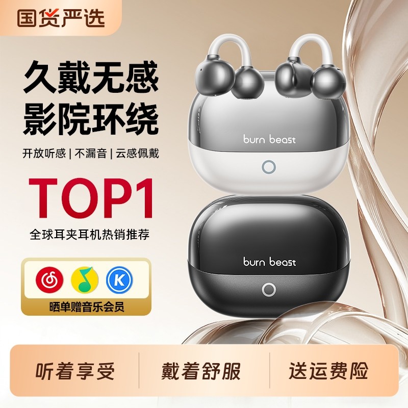 蓝牙耳机耳夹式无线降噪运动骨传导久戴2026新款先用后付长续航