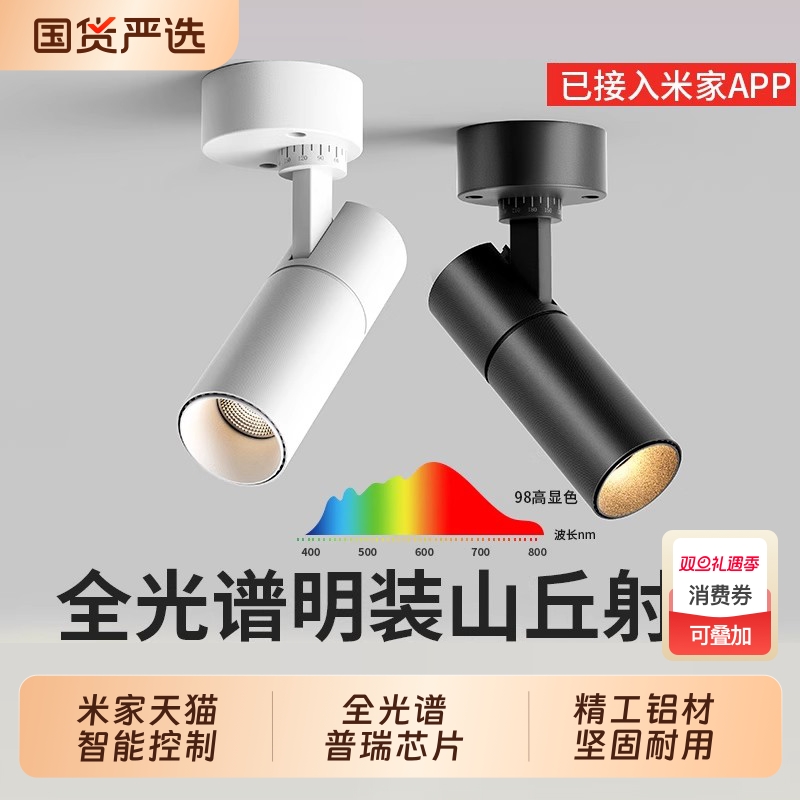 明装小山丘射灯可调角度折叠吸顶式洗墙照画全光谱客厅高显洗墙灯